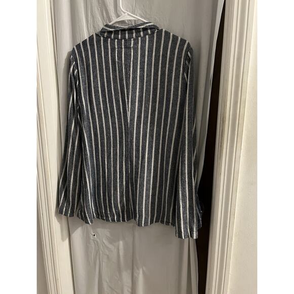 Sanctuary Blue White Striped One Button Linen Blend Blazer Sz Xl - Picture 4 of 4